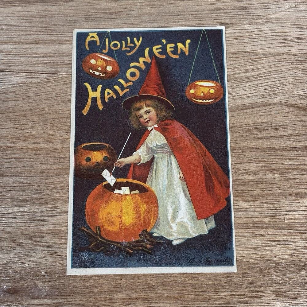 Halloween Postcard "Brewing Up A Batch of Tricks"‎ Ellen Clapsaddle Reproduction
